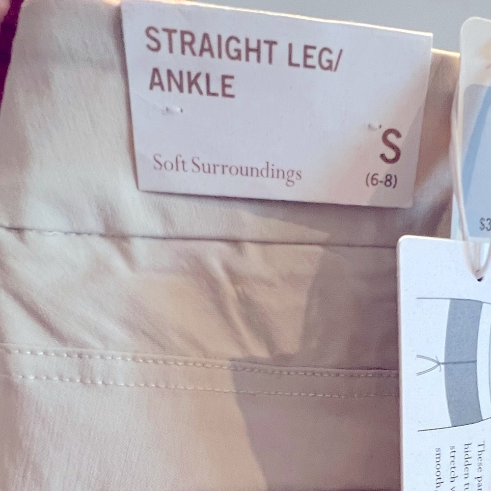 159. NWT Soft Surroundings Super Stretch Lattice Ankle Pants Salt Women’s S 6-8 - Picture 7 of 9